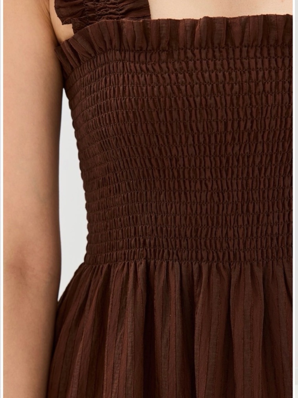Hill House Ellie Nap Dress- Brown Tonal Seersucker - Picture 2 of 7